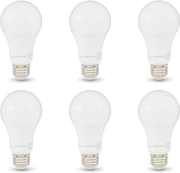 Amazon Basics 100W Equivalent A19 LED Light Bulb, Soft White, 10,000 Hour Lifespan, 6-Pack (Non-Dimmable)