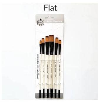 Pack of 6 Paint Brushes: Flat, Angular, and Round Tip Artist Brushes BR5029