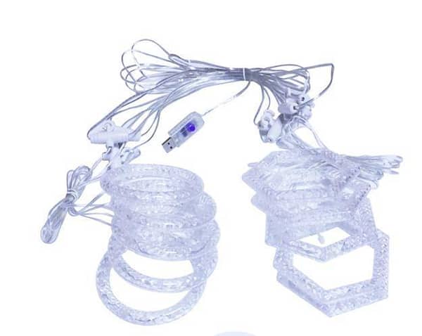 Curtain Light Decorative USB Energy-Saving Hexagon Ring LED String Light for Indoor Use (A R1817 HEXAGONE)