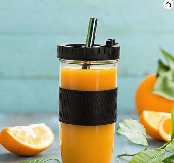 YOUEON  2 Pack 24 Oz Reusable Boba Cup Bubble Tea Cup with Lids and Straws, Wide Mouth Smoothie Cups with Silicone Sleeve for Ice Coffee, Juice and Drinks, BPA Free, Dishwaser Safe, White and Black  C  C27. . . .