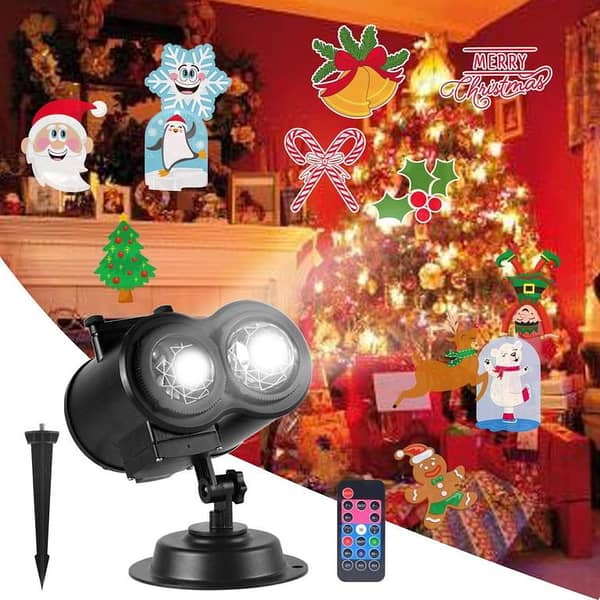 Christmas Projector Lights — 2-in-1 Holiday Projector with 24 Slides, 10 Color Modes, Remote, and Waterproof for Indoor/Outdoor Use (AS98)