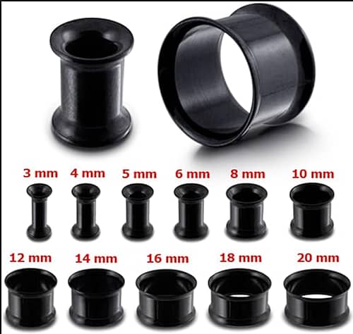 Black Anodized 316L Surgical Steel Double Flared Tunnel Ear Plug - Sold by Piece C R4411