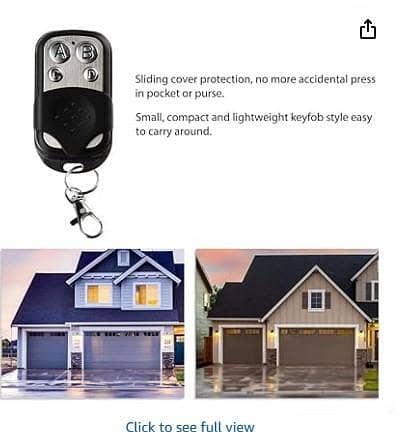 Universal Keychain Garage Door Opener Remote for all Craftsman Openers since 1993 with Learn Button SILVER E R4710
