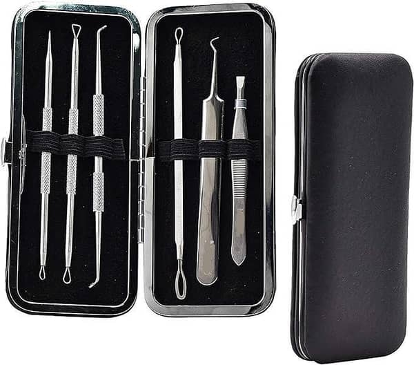 "Professional Blackhead Remover Set: 6 Comedone Squeezer Tools for Acne and Pore Care on Face, Ears, Back, and Legs" A R1347 BLACKKHEAD