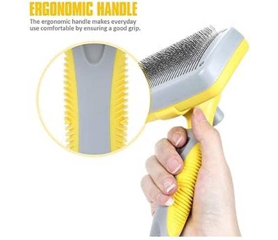 Pecute Slicker Dog Brush, Self-Cleaning Pet Grooming Tool (Large, Upgraded Button) for Medium/Long-Haired Dogs and Cats