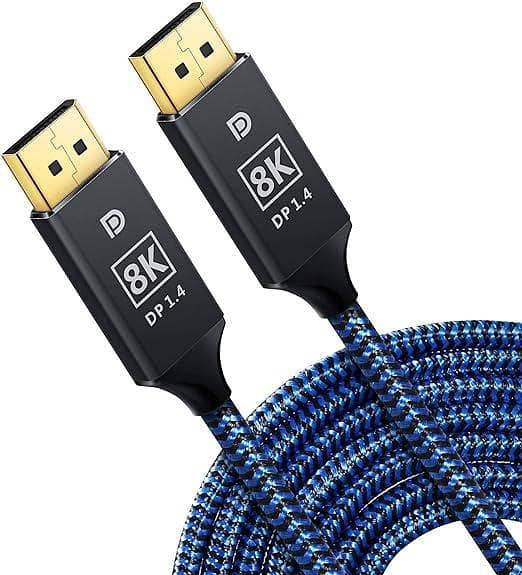 JUSTITUDE 8K DisplayPort Cable, Nylon Braided High-Speed DP to DP Cable for Laptop, PC, Monitor or TV