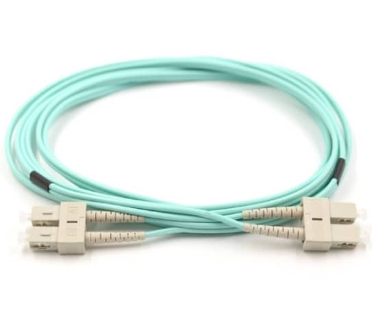 SC/UPC to SC/UPC Duplex Fiber Optic Patch Cable - 50/125µm Multimode OM3 - 3mm Aqua PVC Rated Jacket A R1017 CAABBLE