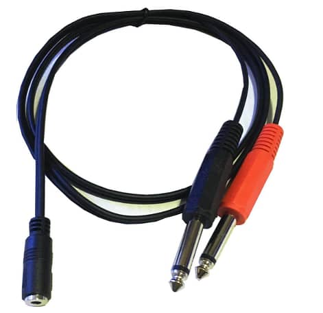 3.5mm Female To Dual 2 × 6.35mm 1/4'' TRS Mono Male Audio Jack Adapter Cable Splitter For Mixer (1.5 Meters) C A1550