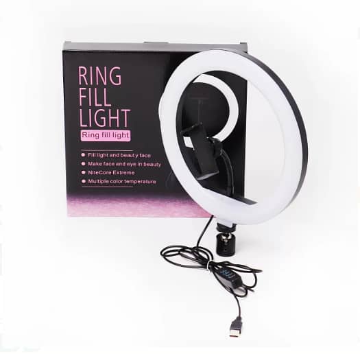 Ring Light 26cm / 10 inch A208 C with 3 Color Modes and Dimmable Fill Light