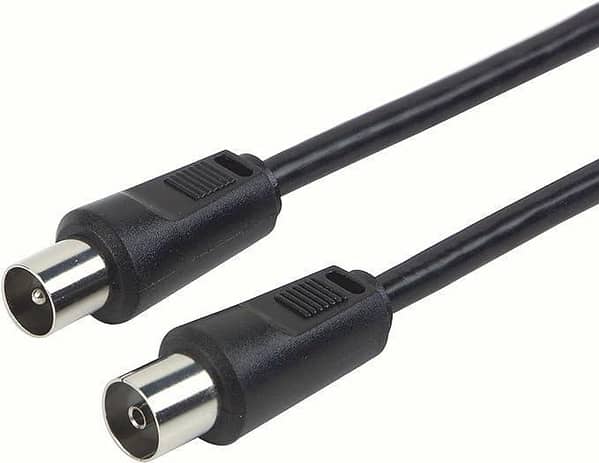 antenna connection cable 75 dB, 5.0m, black, IEC plug > IEC socket, double shielding, 75 Ohm, digital, HDTV, DVB-C/DVB-T2 uk import