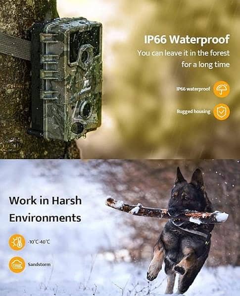 u s o -good    wildlife Camera 4K 24MP/1080P Trail Camera with Night Vision Motion Activated - Game Cam, 120° Detection Angle 850nm IR LEDs IP66 Waterproof for. . .  C  R3502