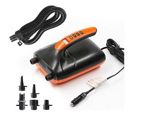 Tuomico 20 PSI High-Pressure SUP Electric Air Pump with Dual-Stage Inflation and Deflation, 12V Car Connector, for Inflatable Stand Up Paddle Boards and Water Gear C C486