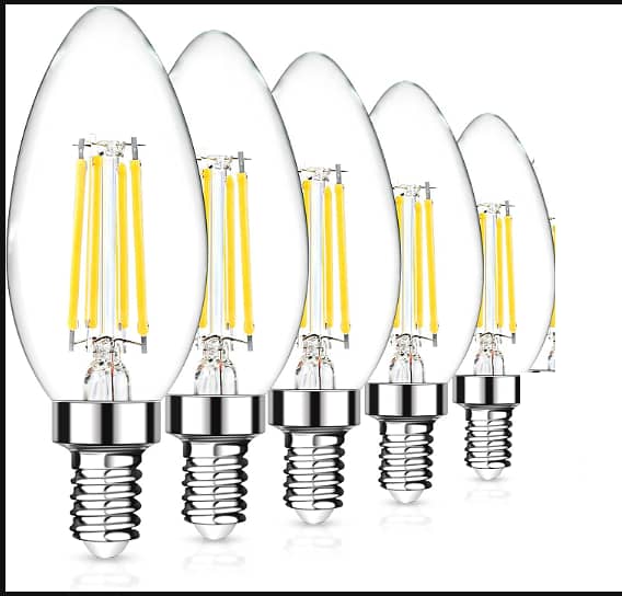 Defurhome E14 LED Filament Bulbs,4W,50W Equivalent,450LM,CRI≥95+,Cool White 6000K,C35 Small Edison Screw SES Candle Bulbs, Vintage Energy Saving Candelabra Bulb, Non-Dimmable(5 Pack) [Energy Class A+] C A766