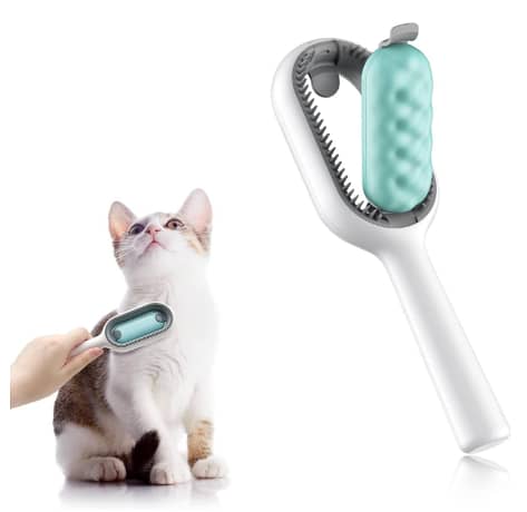 Petgravity Cat Cleaning Brush Self Cleaning Slicker Brushes for Dogs Cats Pet Grooming Brush Tool Gently Removes Loose Undercoat Mats Tangled Hair Slicker Brush for Pet Massage (LongHaired Blue) C R4694. . . .