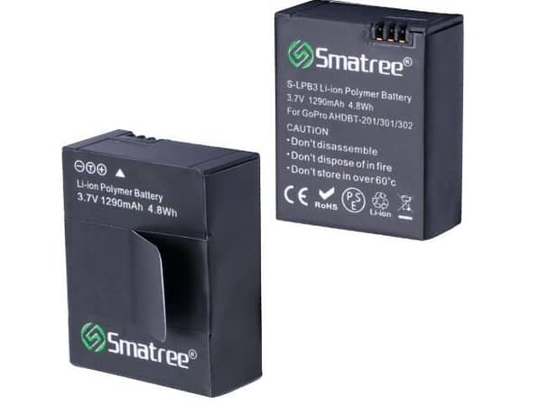 Smatree Batería para cámara GoPro Hero3/Hero3+ de 1290mAh (paquete de 2)