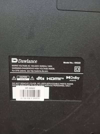 Dawlwnce 55 smart led tv. modl 55G22 panel damaged for part of repair