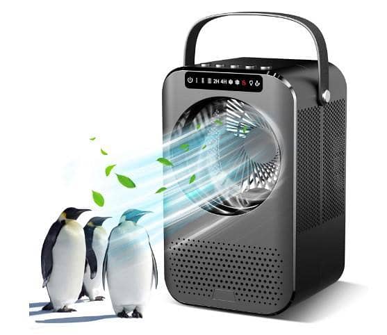 Air Conditioning Mini Mobile Air Conditioner Personal Cooler Humidifier Fan 4-in-1 3 Levels 7 Mood Lights 2 Timers UV Disinfection for Office and Home C C263