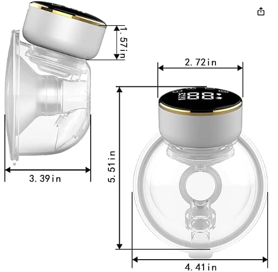 TIANY Wearable Breast Pump, Hands Free Rechargeable Electric Pump, 3 Modes & 9 Levels, LCD Display, C R983