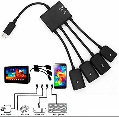 2022 New 1pc High Quality 4-Port Micro USB OTG Hub Cable Connector Splitter C A105