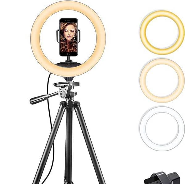 Sunup 10” LED Ring Light with Tripod and Phone Holder – USB Powered, UK Plug