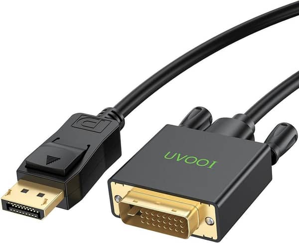 DisplayPort to DVI Cable and DVI-D Adapter – Gold-Plated, Compatible with PC, Laptop, HDTV, Projector, Monitor (Model 389)