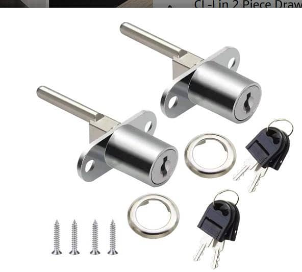 CL-Lin 2-Piece Drawer Lock with Key, Silver, 16 mm Opening, 62 mm Total Length, 61 mm (Key Difference) C C799