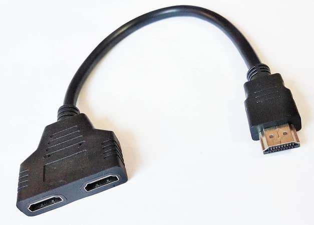 HDMI Male to Dual Female Y-Splitter Cable Adapter (1 In, 2 Out) for Projector, PC, Laptop, TV