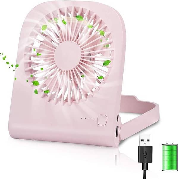 Table Fan USB Portable 4800 mAh, 4-Speed Rechargeable Desk Fan with Power Indicator – 9–14 Hours, UK Import