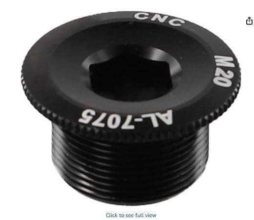 Crank Arm Fixing Bolt for Aluminum Crankset (M20) – 15/18/19/20mm Variants, Black