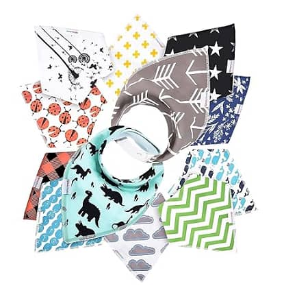 Baby Bandana Bibs 4 Pack - Organic Cotton Drool Bibs for Babies (Unisex)
