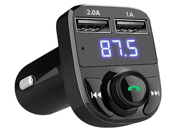 Handsfree Call Car Charger, Wireless Bluetooth FM Transmitter Radio Receiver, MP3 Music Stereo Adapter, Dual USB Ports, Compatible with Samsung, Google and More (C R4860)