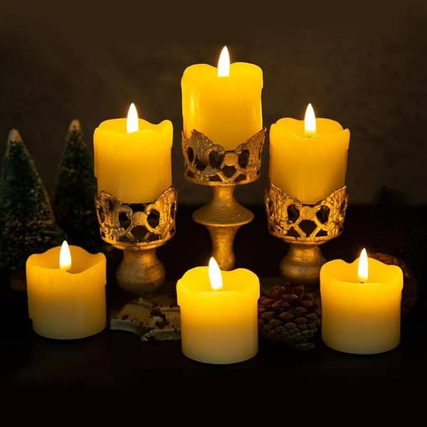 Drip Wax Look Flameless Candles LED Votive Set of 6 by CANNDLEE, AS86