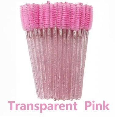 Plastic Soft Brushes 50 Pieces/Bag – Mini Disposable Eyelash and Eyebrow Brush Wands (72mm) Pink C R5182