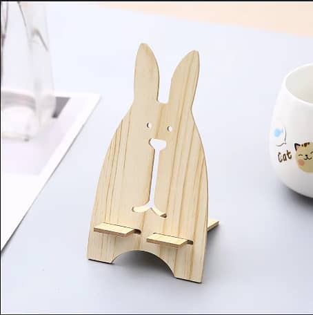 Rabbit Shape Wooden Phone Holder - Cute and Functional, Model R5336 C
