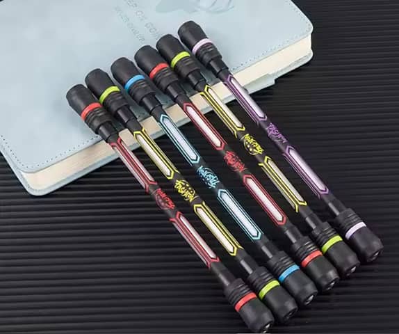 2 Pieces Spinning Pen Spinner Toy – Stress Relieving Gel Pens, Anti-Slip Handle, For Adults, Kids, School Supplies