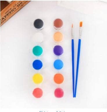 Forart 12 Colors Acrylic Paint Set with Containers and 2 Brushes for Kids and Adults (C186)