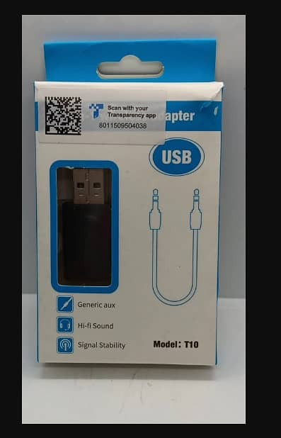 2 in 1 Wireless AUX/Audio Adapter, Model T10, Black