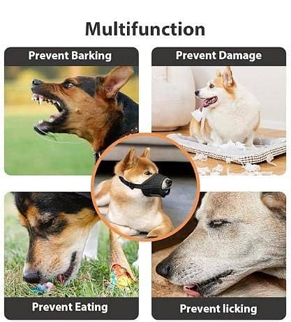 ILEPARK Adjustable Soft Nylon Dog Muzzle (S, Black) for Small to Large Dogs with Breathable Mesh