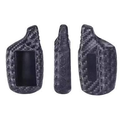 Carbon Fiber Silicone Key Cover for StarLine B9 V7 A61 A91 | Starlionr Two-Way Alarm Remote LCD Transmitter Case