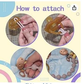 MumEZ Silicone Pacifier Clips for Bebe B R5038: One-Piece Pacifier Holder with Secure, Food-Grade Beads