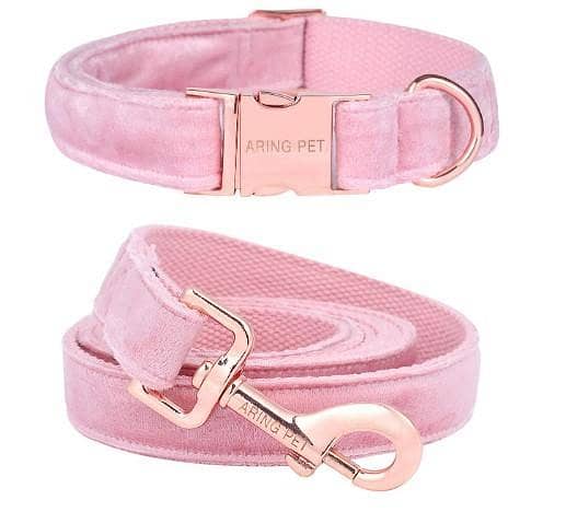 ARING PET Velvet Dog Collar and Leash Set, Soft, Adjustable C C510