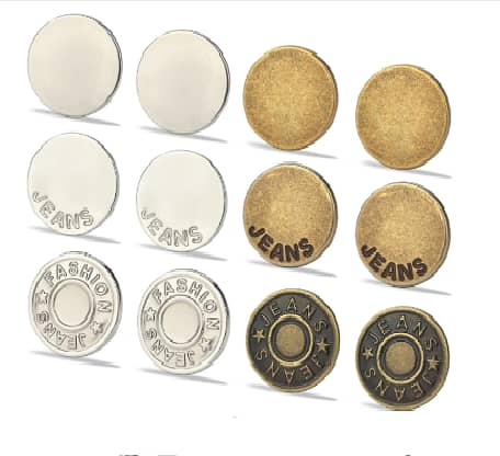 Jean Buttons for Loose Jeans 12pcs, 17mm Metal No-Sew Extenders, Adjustable Waist Tighteners (C R4903)