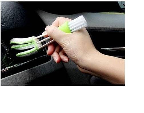 Moto pack MAC WG 1P Double Ended Mini Dust Blind Cleaner, Car Vent Window Blind Brush, Hand Held Blind Duster (White and Green) 1 PCS B R4959
