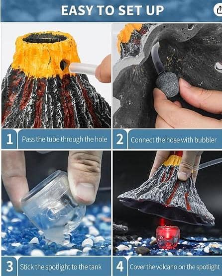Uniclife Volcano Ornament Kit with Air Stone Bubbler for Aquariums (UL129)