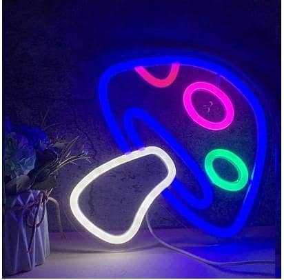 LED Mushroom Neon Sign for Bedroom and Game Room, 3D Wall Light for Kids and Teens (C R3418)