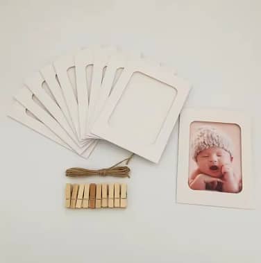 Creative DIY Photo Frame Hanging Album with Linen Rope Clips and Flag Wallpaper (C R5129)
