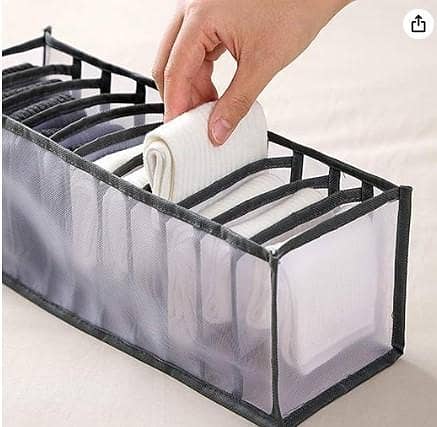 Underwear Box Organizer, 3-Pack – Upgraded Washable Mesh Storage Boxes for High-Capacity Wardrobe Organization (Grey)