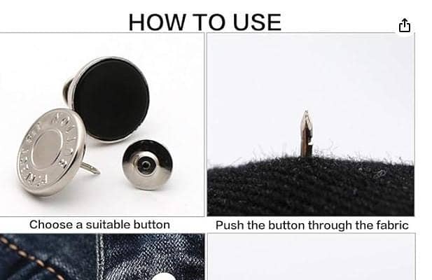 1 Set of 8 Detachable Jeans Button Pins – No-Sew Adjustable Waist Extenders (E R4795)