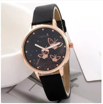CADVAN 6-Piece Set: Women's Butterfly Fashion Watches, Round Dial, Leather Strap, 36mm