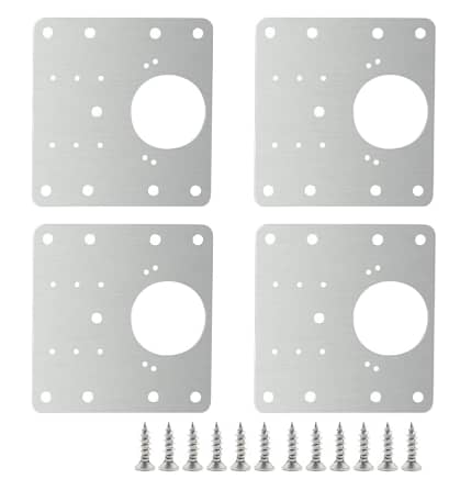 4 Pieces Hinge Repair Plate, Stainless Steel with Screws for Wood Furniture, Cabinets, Shelves – Model R5299 C